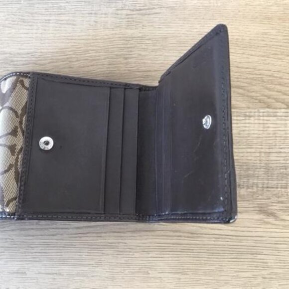 Coach Signature C - 2 Way Shoulder Bag Brown Canvas Leather Top Zip M0953-F13674 - Picture 7 of 11